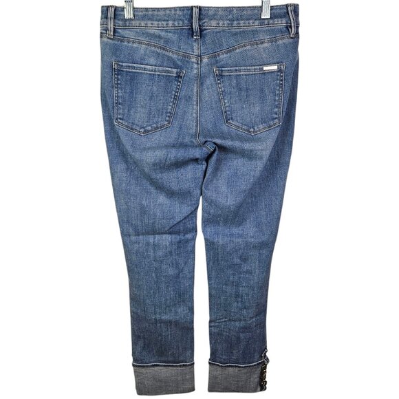 White House Black Market The Slim Ankle Mid Rise Jeans Size 4 Cuffed Chain Detai - Picture 6 of 12